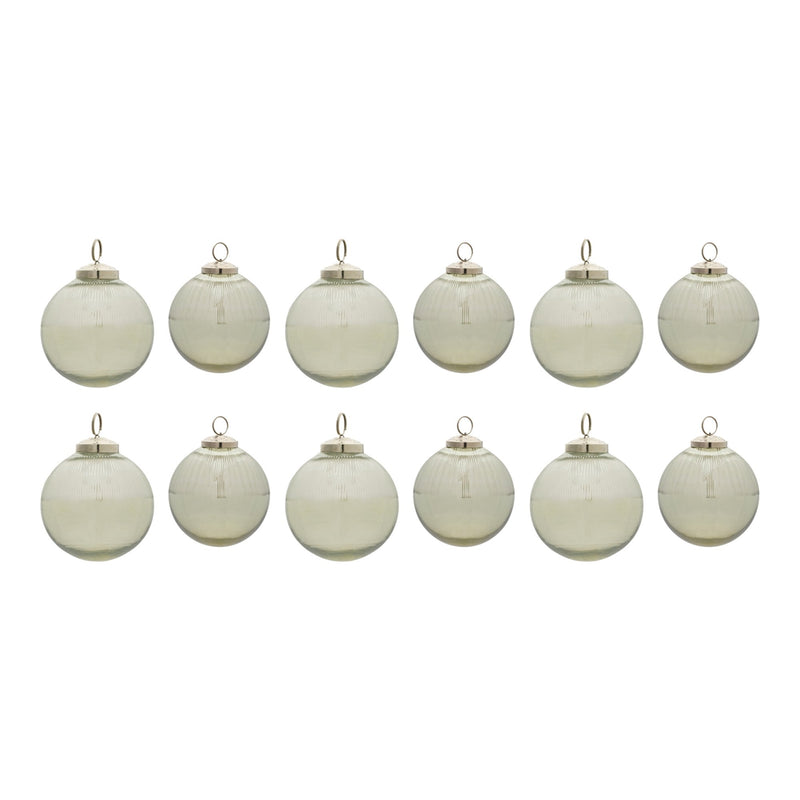 Ribbed Glass Ball Ornament (Set of 12)