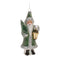 Green Glittered Glass Santa Ornament (Set of 6)