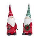 Melrose Holiday Gnome Figurine with Present and Wreath Accent (Set of 2)