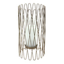Melrose Geometric Iron Candle Holder with Glass Hurricane