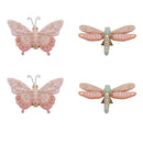 Melrose Floral Etched Butterfly and Dragonly Shelf Sitter (Set of 4)