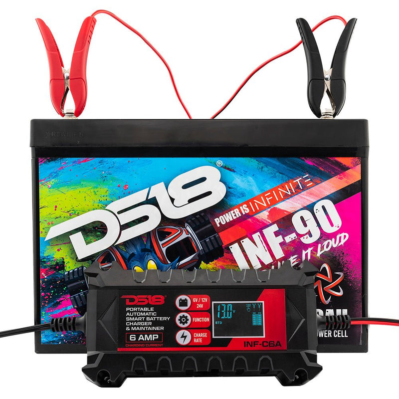 DS18 INF-C6A 6A Smart Car Battery Charger & Maintainer for Lithium and AGM