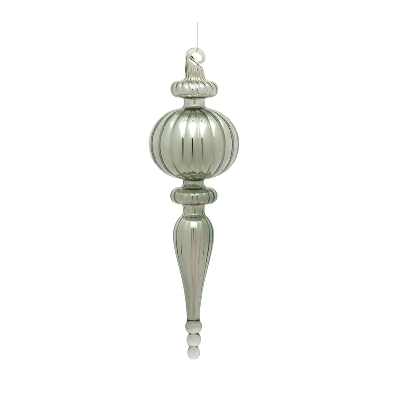 Sage Green Glass Finial Drop Ornament (Set of 6)