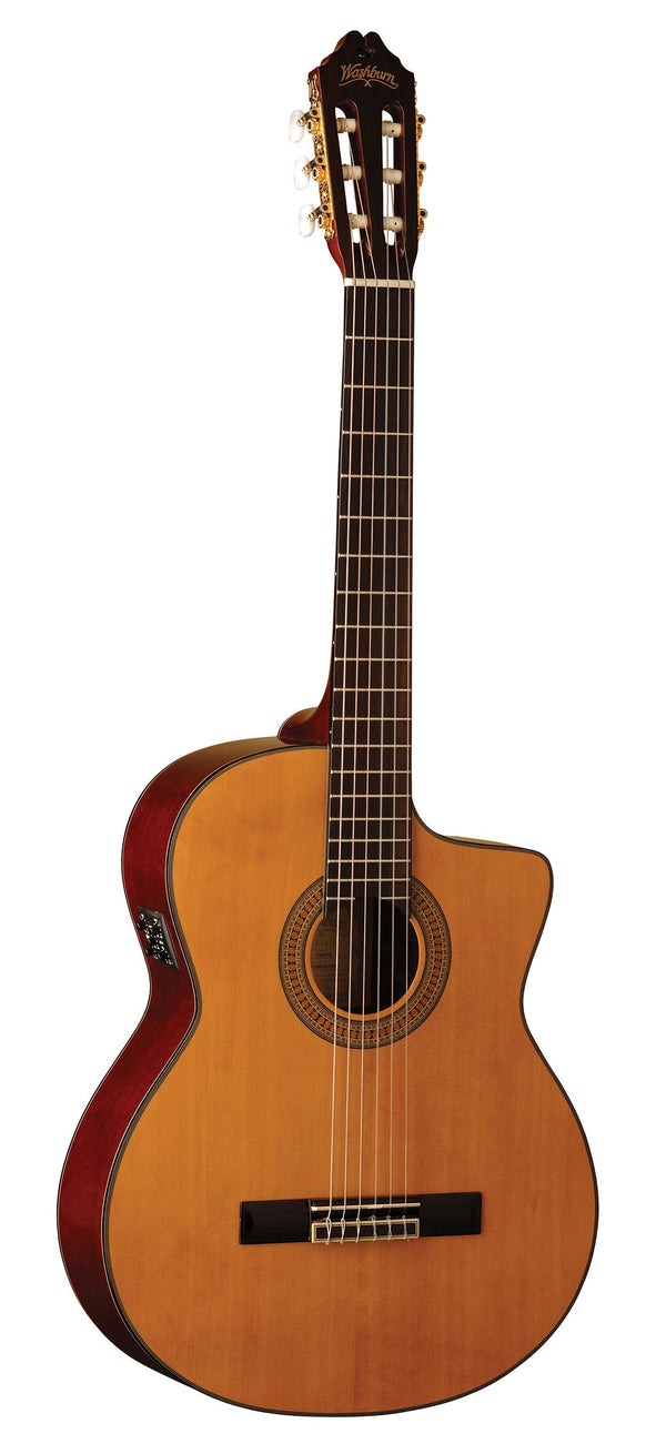 Washburn Classical Cutaway Acoustic Electric Guitar - Natural - C64SCE-A