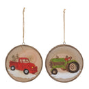 Wood Farm Tree Disc Ornament (Set of 12)