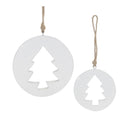 Melrose White Wood Pine Tree Cut-Out Ornament (Set of 12)