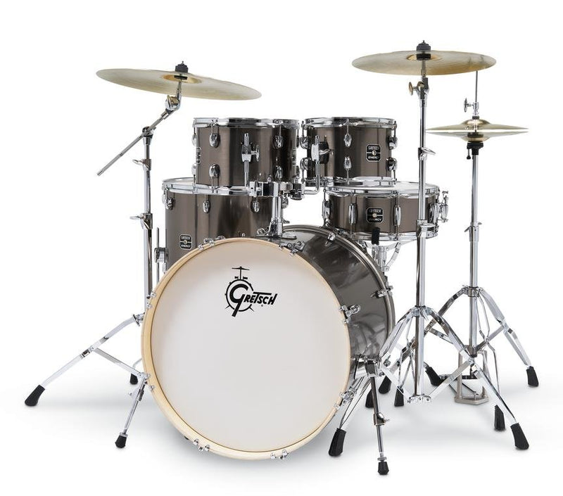 Gretsch Energy 5 Piece Full Drum Set w/ Hardware Brushed Grey 22/10/12/16/14