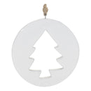 Melrose White Wood Pine Tree Cut-Out Ornament (Set of 12)