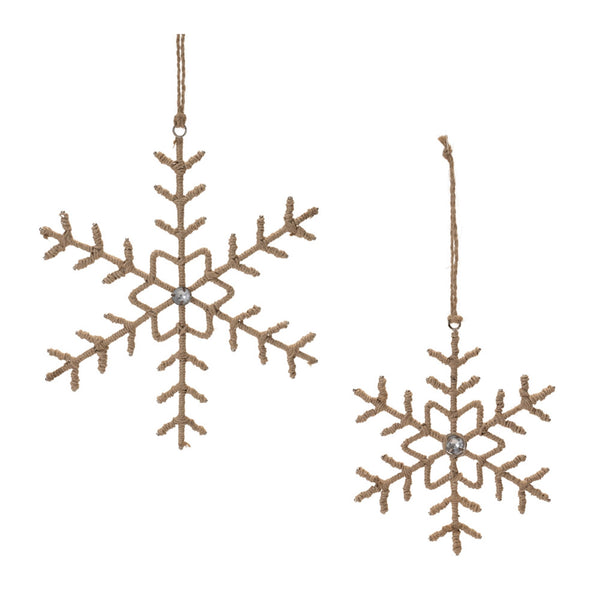 Jute Wrapped Metal Snowflake Oranment (Set of 6)