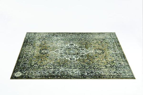 Drum N Base Vintage Persian Style Drum Rug – Green, 5.34' x 4.65'