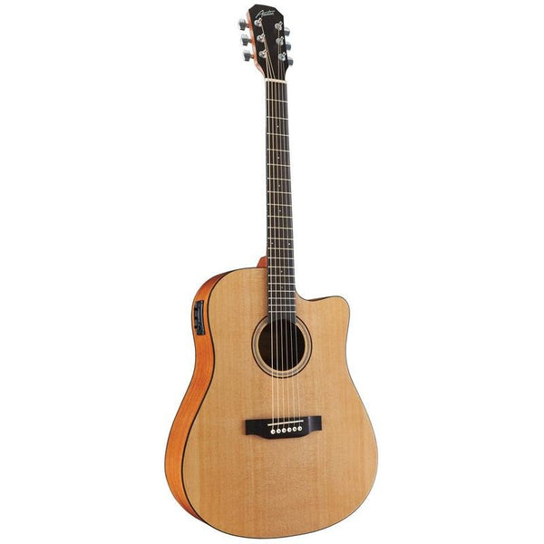 Austin AA25DSEC Acoustic-Electric Dreadnought Guitar w/ Cutaway – Satin Natural