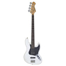 Aria STB-JB/B-WH 4-String Electric Jazz Bass Guitar – White with Black Pickguard