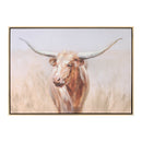 Melrose Framed Long Horn Cattle Wall Art 28"L, Modern, Rustic, Wood, Plastic