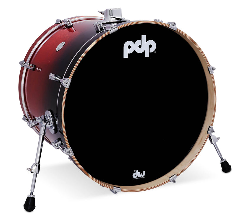 PDP PDCM1822KKRB Concept 18x22" Maple Bass Drum – Red to Black Fade Lacquer