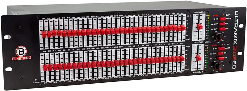 Blastking ULTRAMIX3102-EQ Dual 31-Band Graphic EQ w/ XLR TRS & HPF 110–220V