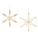 Gold Beaded Metal Snowflake Ornament (Set of 6)