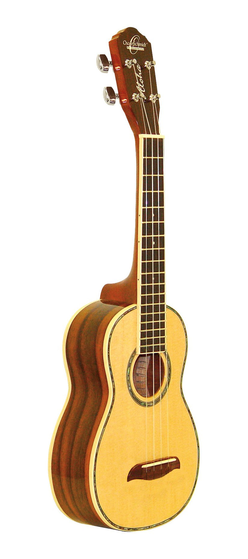 Oscar Schmidt Concert Ukelele - Gloss Spruce/Striped Ebony - OU3