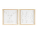 Melrose Framed Holiday Deer and Tree Artwork (Set of 2)
