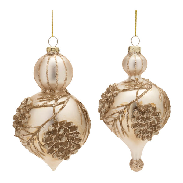 Frosted Glass Pinecone Ornament (Set of 6)