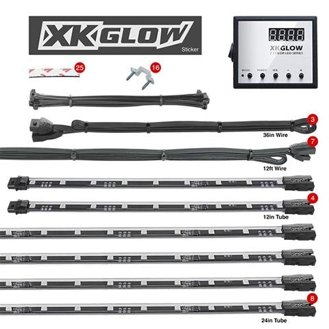 XKGLOW LED Underbody Accent Lights w/ 4 12" & 8 24" Tubes Multi-Color XK041007