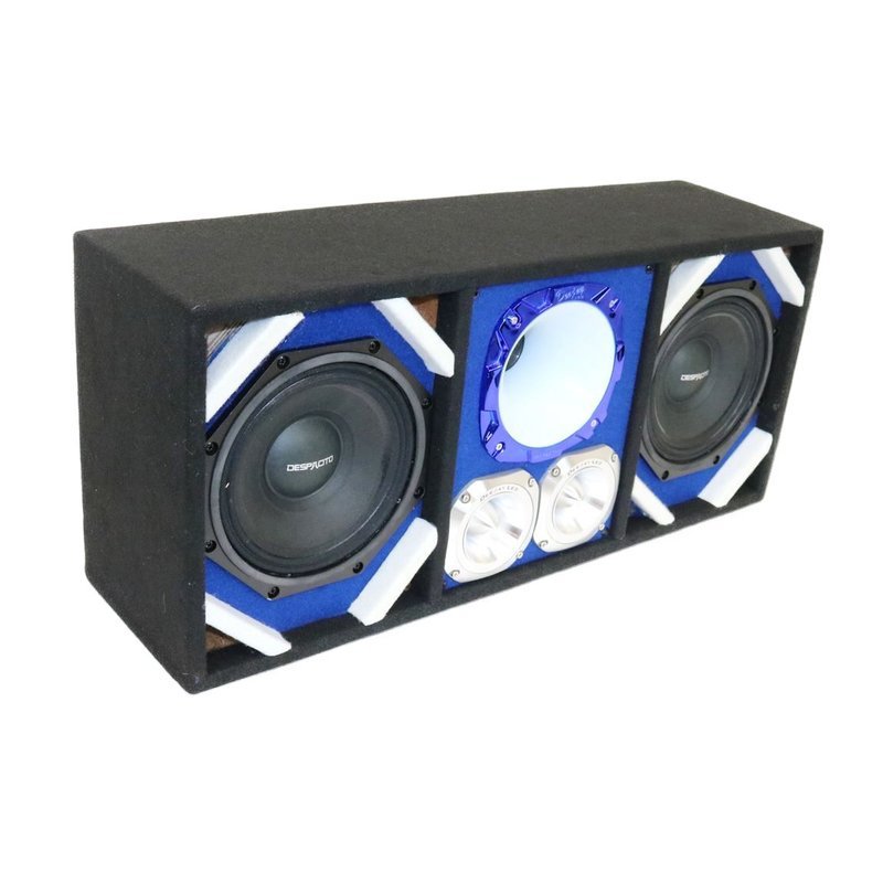 Deejay LED Loaded Box w/ 2 8” Woofers, 1 Horn & 2 Bullet Tweeters - Blue