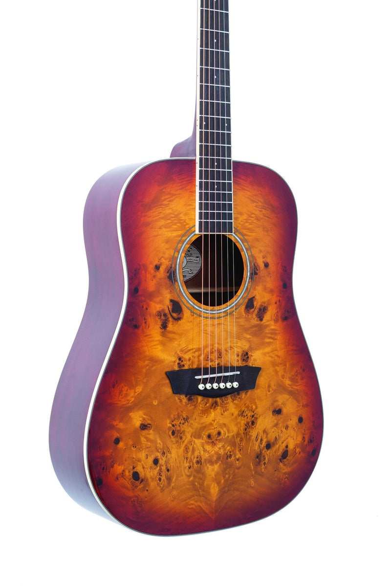 Washburn DFBDA Deep Forest Burl Dreadnought Acoustic Guitar - Amber Fade