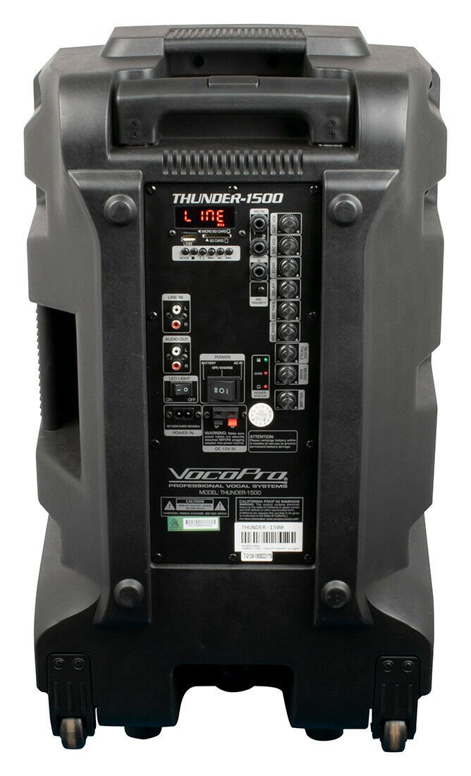 VocoPro 15" Powered DJ/Karaoke Speaker w/ RGB Derby Light - Karaoke-Thunder-1500