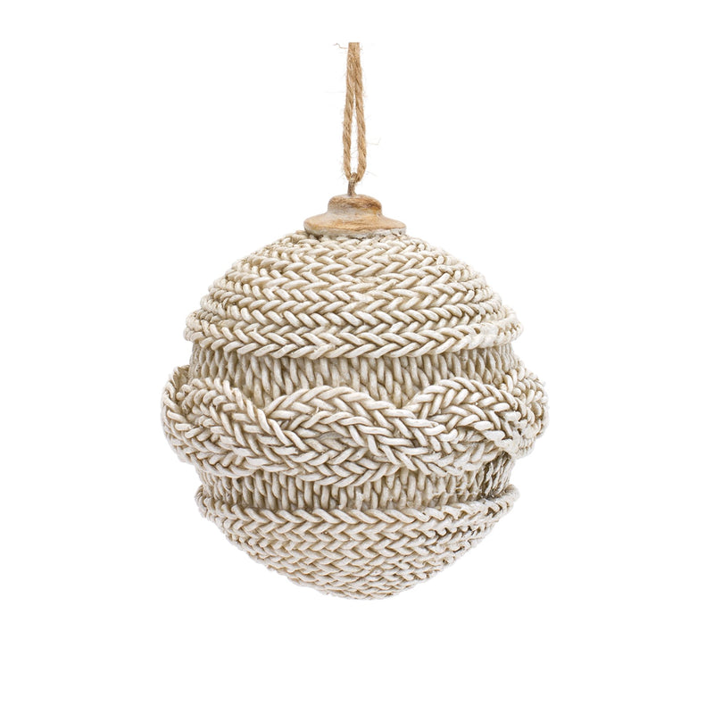 Beige Woven Sweater Design Ball Ornament (Set of 12)