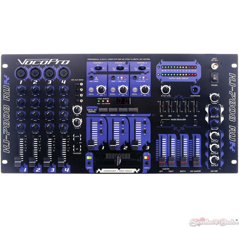 VocoPro KJ7808RV Pro KJ/DJ/VJ Mixer w/ DSP Mic Effect & Digital Key Control