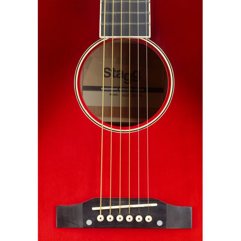 Stagg Slope Shoulder Dreadnought Guitar - Red - SA35 DS-TR