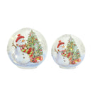 LED Lighted Orb with Whimsical Snowman and Tree Scene (Set of 3)