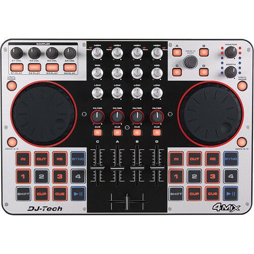 DJ-Tech 4MIX 4-Channel Controller w/ Audio Interface + Virtual DJ LE