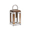 Brozne Metal Candle Holder with Amber Glass Panes and Hurricane 13.5"H