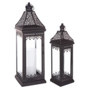 Ornate Lantern with Punched Metal Accents (Set of 2)