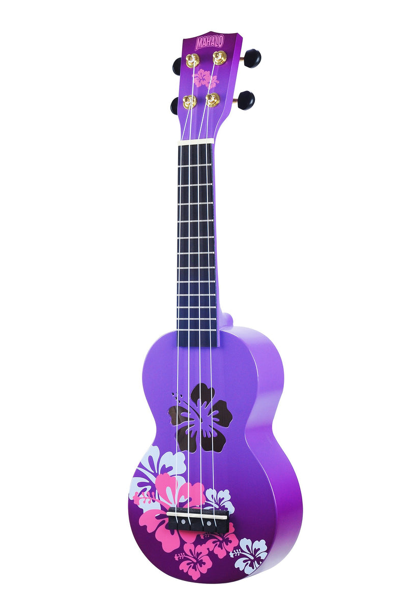 Mahalo Designer Series Hibiscus Soprano Ukulele - Purple Burst - MD1-HAPPB