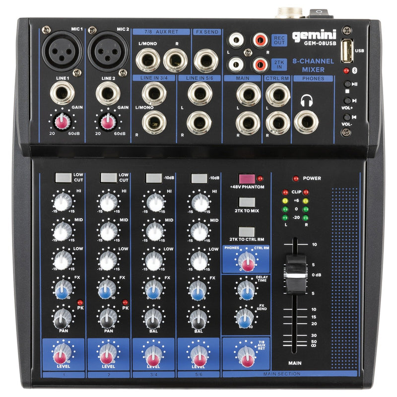 Gemini 8 Channel Compact Bluetooth Audio Mixer - GEM-08USB