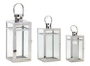 Modern Stainless Steel Metal Lantern (Set of 3)