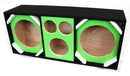 DeeJay LED Car Speaker Enclosure Two 10" Woofers w/ 2 Tweeters & 1 Horn - Green