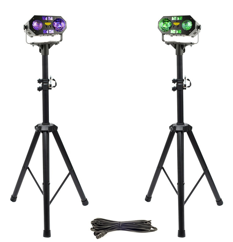 VocoPro All-In-One Dual Rave Light Package w/ Auto Sound Detection - DYNAMICDUO