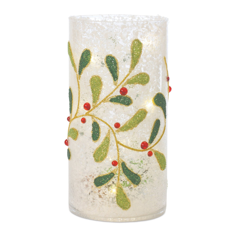 Beaded Glass Mistletoe Candle Holder (Set of 2)