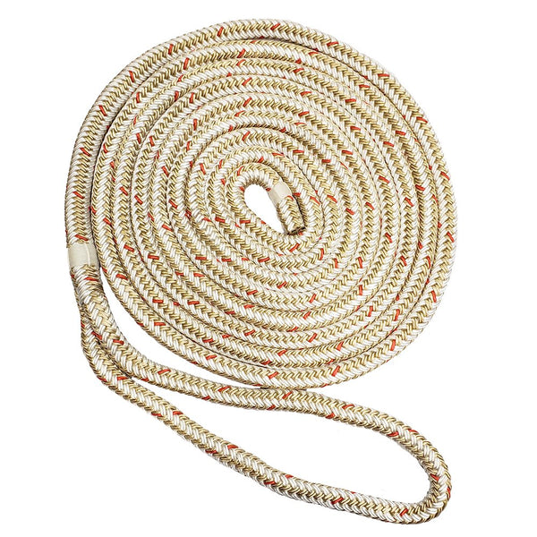 New England Ropes 3/4" Double Braid Dock Line White/Gold 35' C5059-24-00035