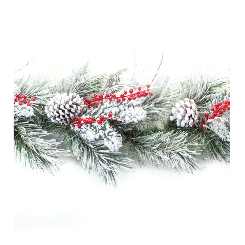 Snowy Pine Berry Garland 6'L