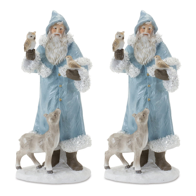 Santa with Woodland Animals Figurine (Set of 2)