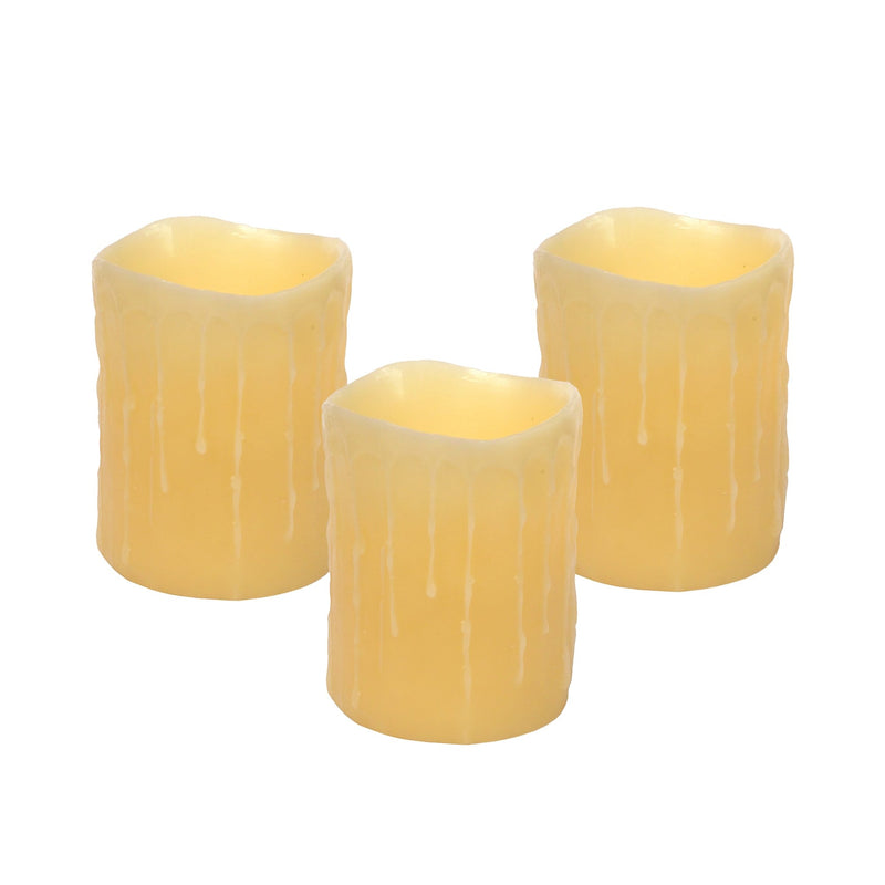 LED Dripping Wax Pillar Candles with Remote (Set of 3)