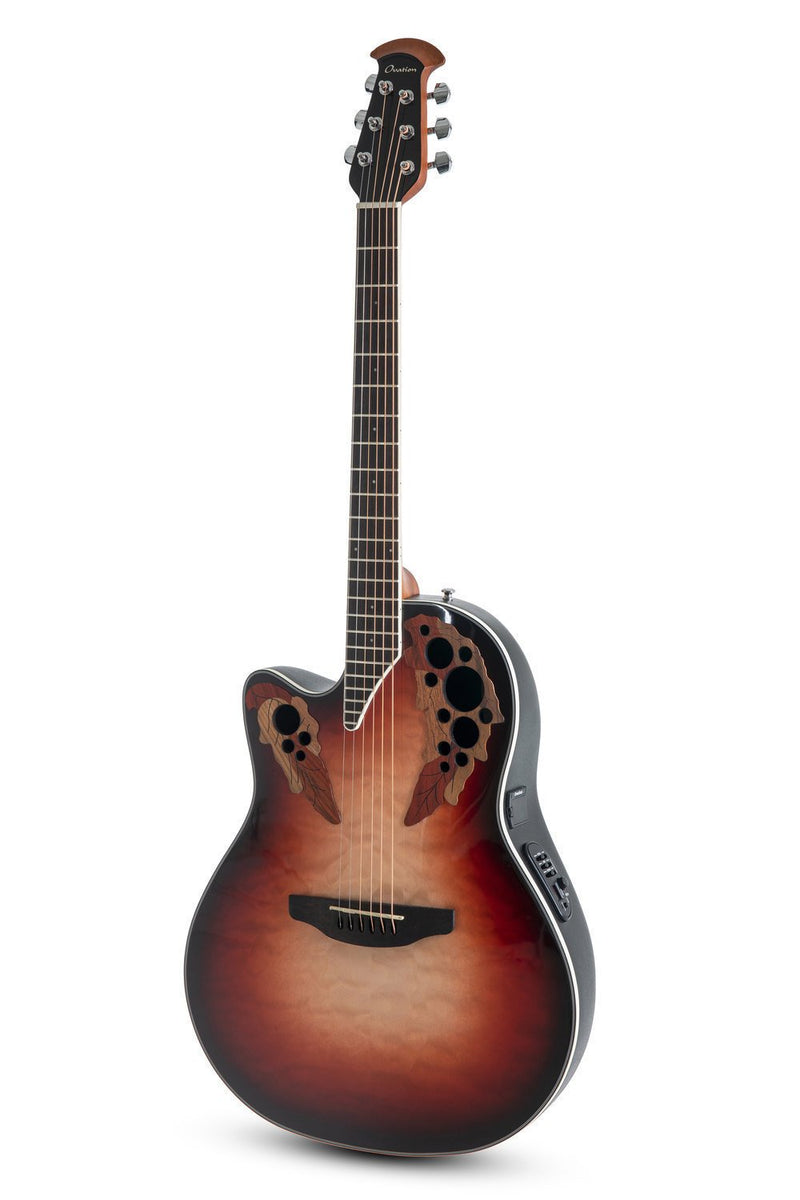 Ovation Celebrity Elite Plus Left-Handed Acoustic Electric Guitar - Ruby Burst