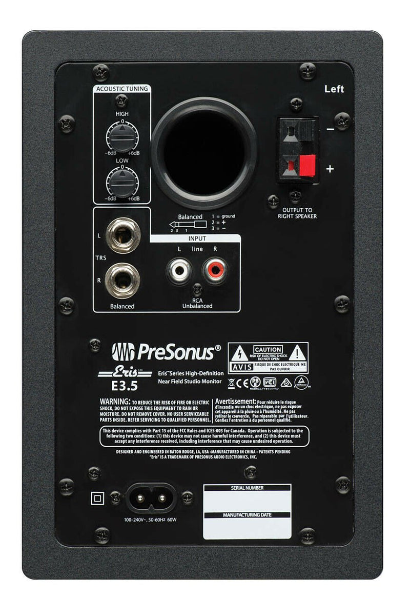 PreSonus Eris E3.5 Pair of 2-Way 3.5" Active Media Reference Monitors