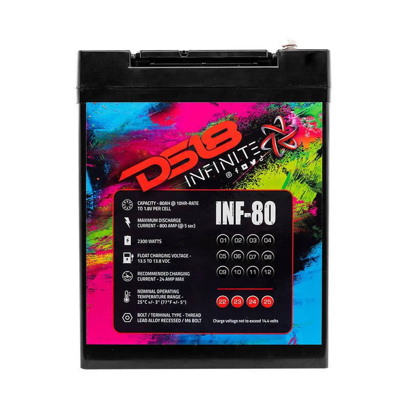 DS18 INF-80AH High-Capacity Car Audio Power Cell Battery: 80 Ampere-Hours