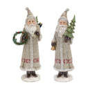 Silver Santa Figurine with Pine Accent (Set of 2)