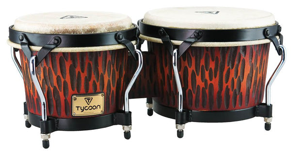 Tycoon Supremo Series 7” & 8 1/2” Chiseled Bongos - Orange Finish - STBS-BCO