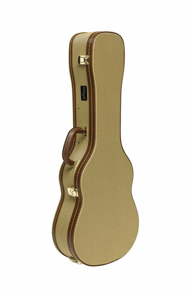 Stagg Vintage-Style Gold Tweed Baritone Ukulele Hardshell Case - New Open Box